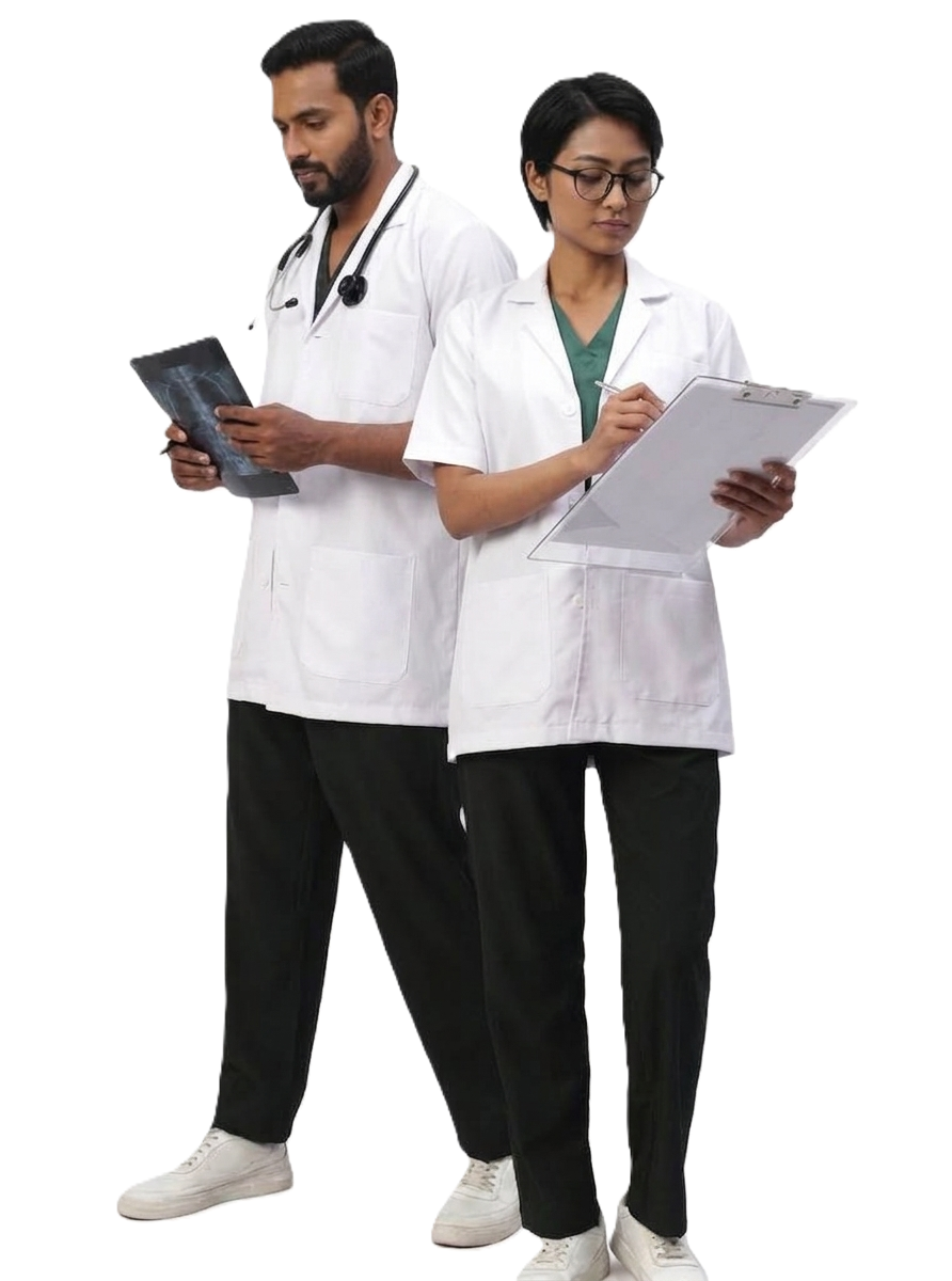 Lab Coat White Doctors - Half Sleeve (Unisex) - the uniforms