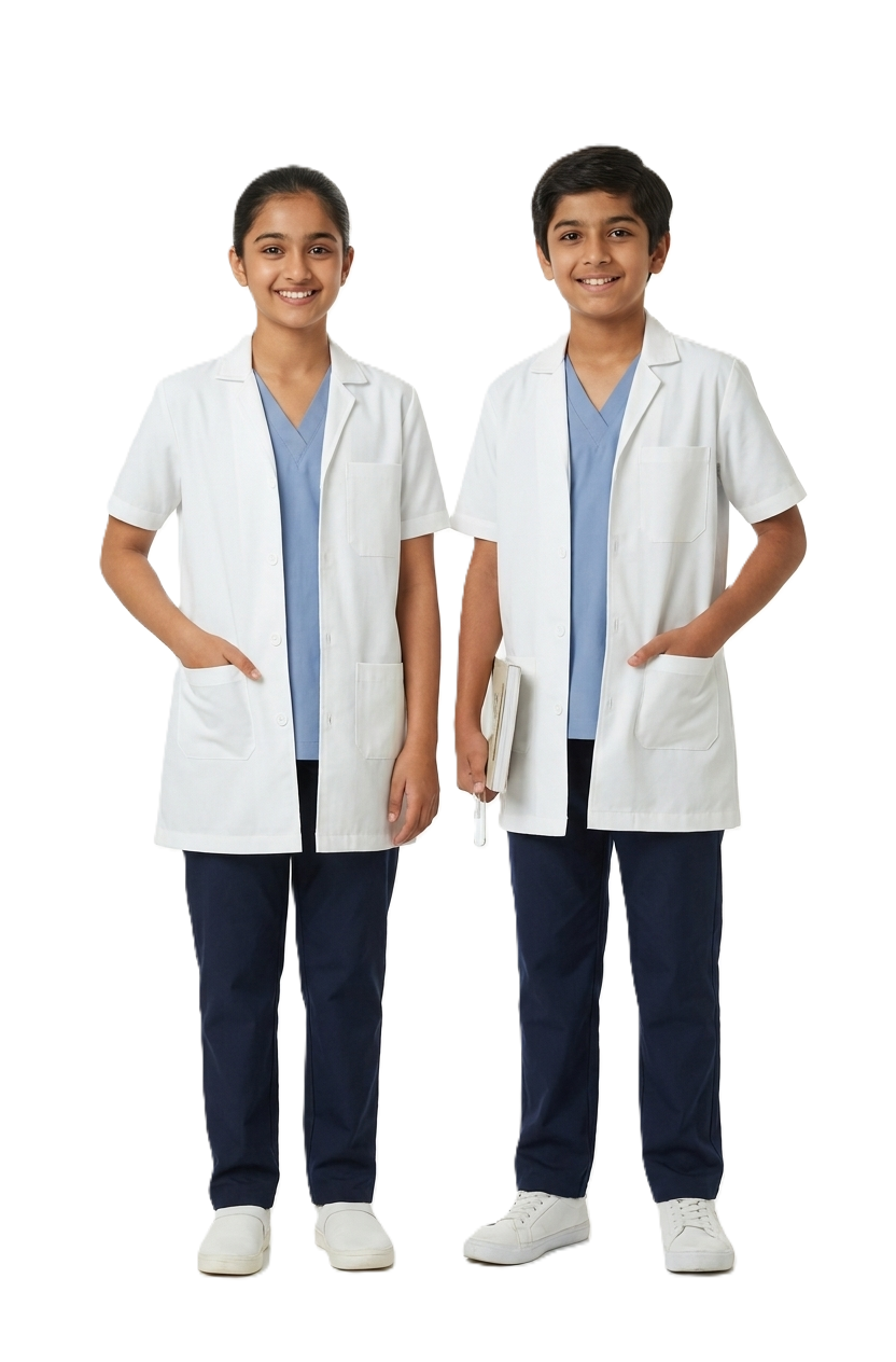 Lab Coat White Schools - Half Sleeve (Unisex) - the uniforms